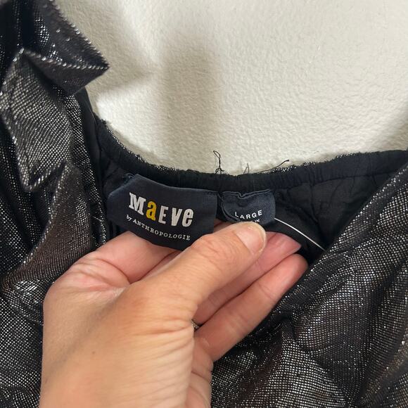 NWT Maeve Ruffled One-Shoulder Metallic Silver Midi Dress - Picture 4 of 6